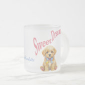 オーダーメイド"Sweet Dream"子犬の水彩マグ フロストグラスマグカップ (正面右)