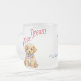 オーダーメイド"Sweet Dream"子犬の水彩マグ フロストグラスマグカップ