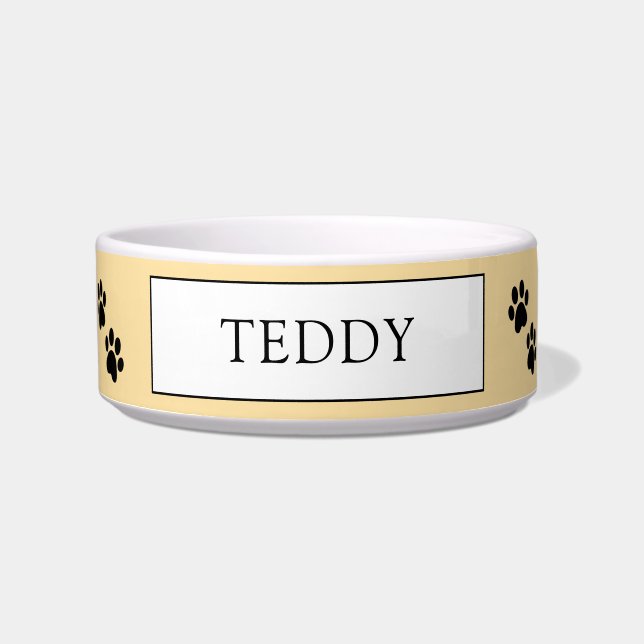 オーダーメイド "Teddy" 肉球プリント ペットボウル (正面)