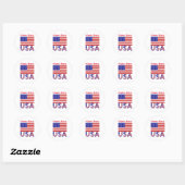 オーダーメイド USAフラグ 名前 円形 ラウンドシール (シート)
