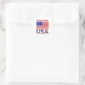 オーダーメイド USAフラグ 名前 円形 ラウンドシール (バッグ)
