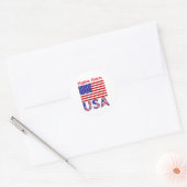 オーダーメイド USAフラグ 名前 円形 ラウンドシール (封筒)