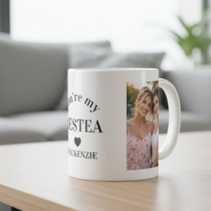 オーダーメイドBestea (ベストフレンド+ティー) テキスト2枚の写真入り コーヒーマグカップ