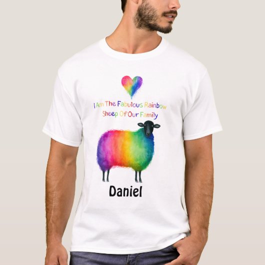 オーダーメイドLGBTQレインボーひつじ Tシャツ (正面)