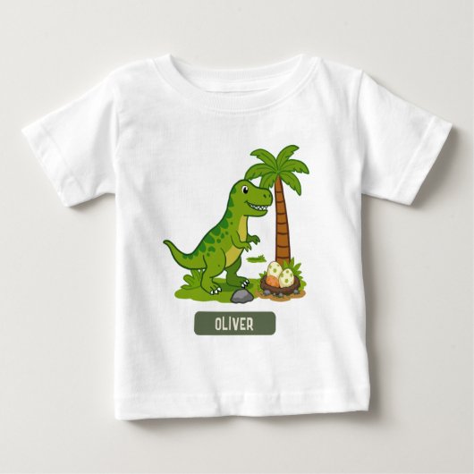 オーダーメイドT-Rex かわいい恐竜  ベビーTシャツ (正面)