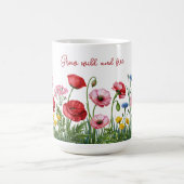 オーダーメッセージ入り野の花の水彩画 コーヒーマグカップ (中央)
