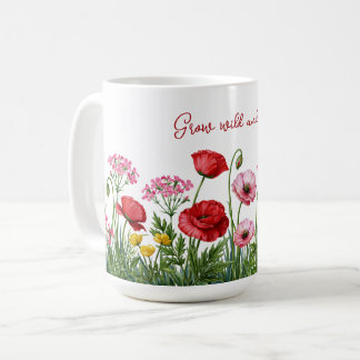 オーダーメッセージ入り野の花の水彩画 コーヒーマグカップ