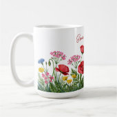 オーダーメッセージ入り野の花の水彩画 コーヒーマグカップ (左)
