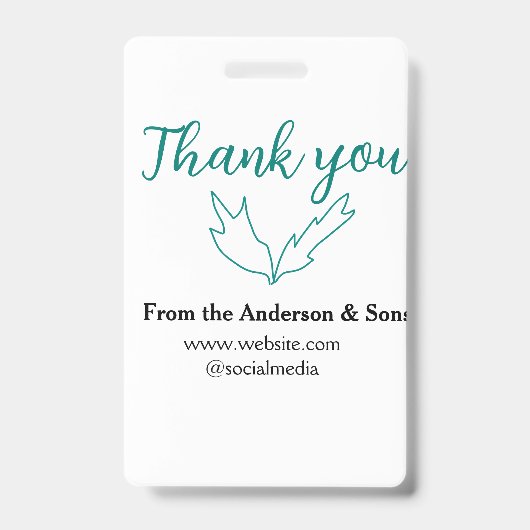 オーダーリーフのウェブサイトの会社名をありがとう バッジ (正面)