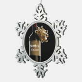 オーダーワインボトルをボーイングボスの日でパーソナライズ スノーフレークピューターオーナメント (右)