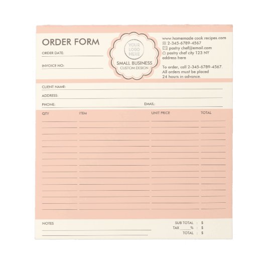 オーダー用カスタムロゴ ノートパッド (正面)