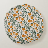 オーチャスペインのード – オレンジと葉オレンジのパターン ラウンドクッション (裏面)