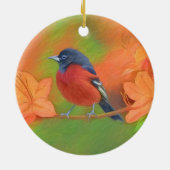 オーチャードオリオールソングバード絵画ズオリジナルバードアート セラミックオーナメント (裏面)
