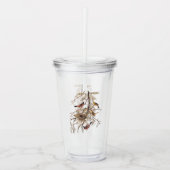 オーチャードオリオールバードファミリーと巣 アクリルタンブラー (正面)