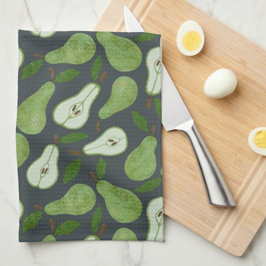 オーチャードナシのフルーツパターン キッチンタオル (四つ折り)