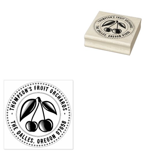 オーチャードネームファームスタンプファンシーさくらんぼ縁ど ラバースタンプ (押印)