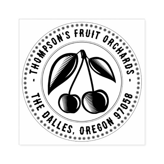 オーチャードネームファームスタンプファンシーさくらんぼ縁ど ラバースタンプ (インプリント)