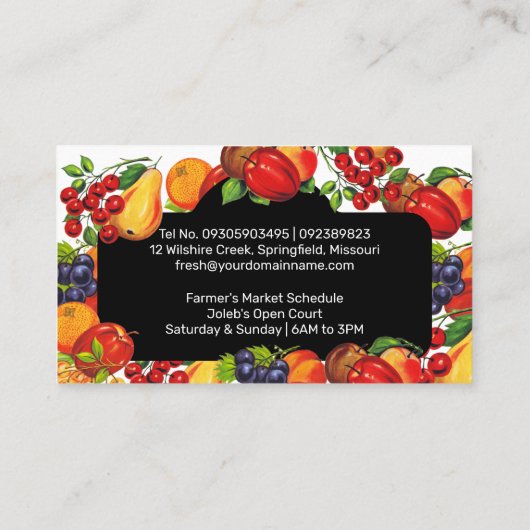 オーチャードファーマーズマーケットシーズンフルーツビジネスカー 名刺 (裏面)