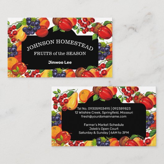 オーチャードファーマーズマーケットシーズンフルーツビジネスカー 名刺 (正面/裏面)