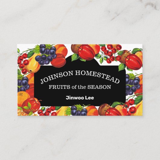 オーチャードファーマーズマーケットシーズンフルーツビジネスカー 名刺 (正面)