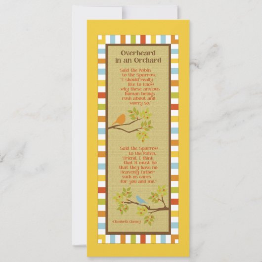 オーチャード(ロビン&スパロー)ブックマークで聞き取り 招待状 (正面)