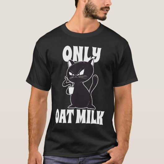 オーツミルクのみの猫 Tシャツ (正面)