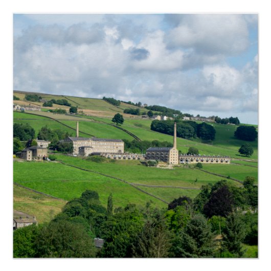 オーツロイドミルヒストリックヨークシャーランドスケープ ポスター (正面)