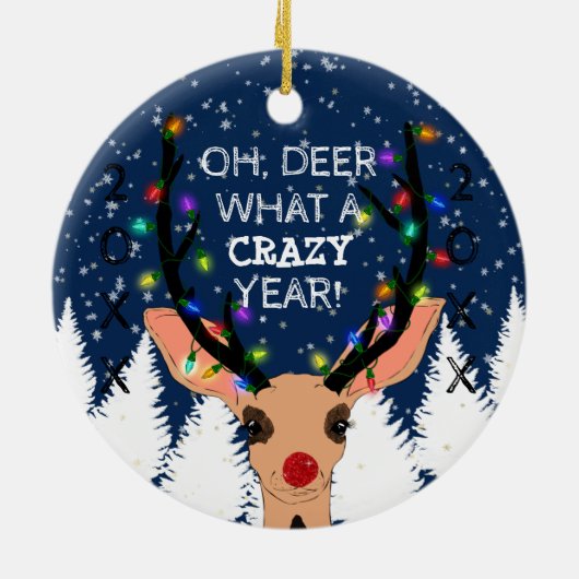 オーディアイヤー熱狂するトナカイがクリスマスを点灯 セラミックオーナメント (裏面)