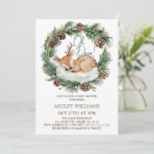 オーディアウィンターウッドランドベビーシャワー招待状 招待状 (スタンド正面)