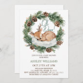 オーディアウィンターウッドランドベビーシャワー招待状 招待状 (正面/裏面)