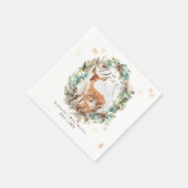 オーディアウィンターウッドランド雪のベビーシャワー スタンダードカクテルナプキン (角)