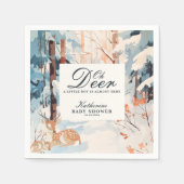 オーディアウィンターウッドランド雪の森の赤ちゃんシャワー スタンダードカクテルナプキン (正面)