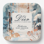 オーディアウィンターウッドランド雪の森の赤ちゃんシャワー ペーパープレート (正面)