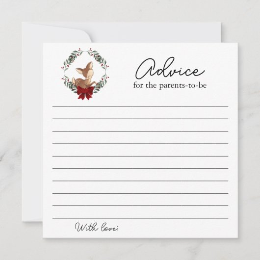 オーディアウィンターグリーンアドバイスのための両親 ノートカード (正面)