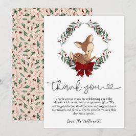 オーディアウィンターグリーンリーベビーシャワーサンキューカード サンキューカード