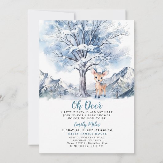 オーディアウィンターボーイ赤ちゃんシャワー 招待状 (正面)