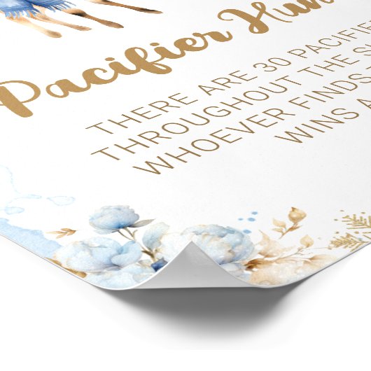 オーディアウィンター男の赤ちゃんシャワーおしゃぶり狩りゲーム ポスター (角)