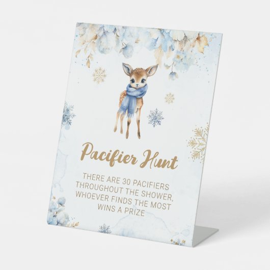 オーディアウィンター男の赤ちゃんシャワーおしゃぶり狩りゲーム 台座サイン (正面)