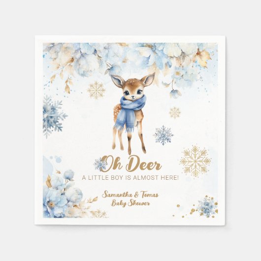 オーディアウィンター男の赤ちゃんシャワーウェルカム スタンダードカクテルナプキン (正面)