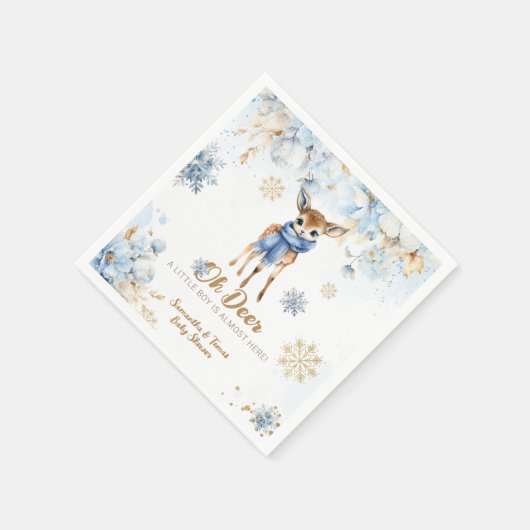 オーディアウィンター男の赤ちゃんシャワーウェルカム スタンダードカクテルナプキン (角)