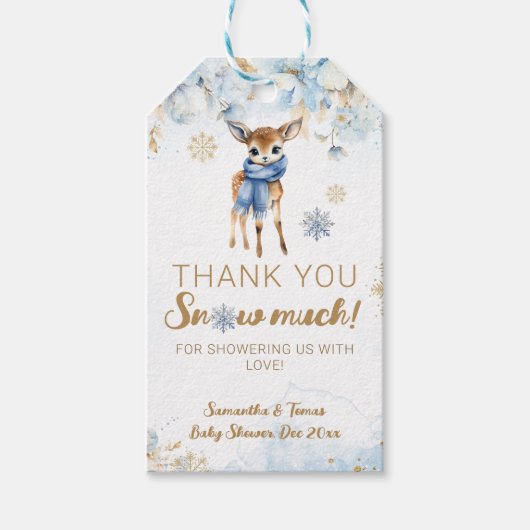 オーディアウィンター男の赤ちゃんシャワー ギフトタグ (正面)