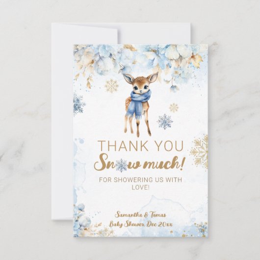 オーディアウィンター男の赤ちゃんシャワー サンキューカード (正面)