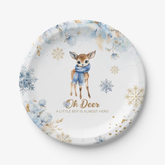 オーディアウィンター男の赤ちゃんシャワー ペーパープレート (正面)
