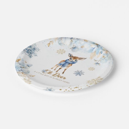 オーディアウィンター男の赤ちゃんシャワー ペーパープレート (アングル)