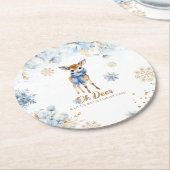 オーディアウィンター男の赤ちゃんシャワー ラウンドペーパーコースター (アングル)