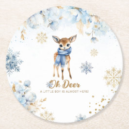 オーディアウィンター男の赤ちゃんシャワー ラウンドペーパーコースター