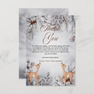 オーディアウィンター素朴フローラツインベビーシャワー サンキューカード