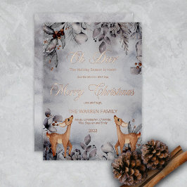 オーディアウィンター素朴フローラメリークリスマス 箔シーズンカード