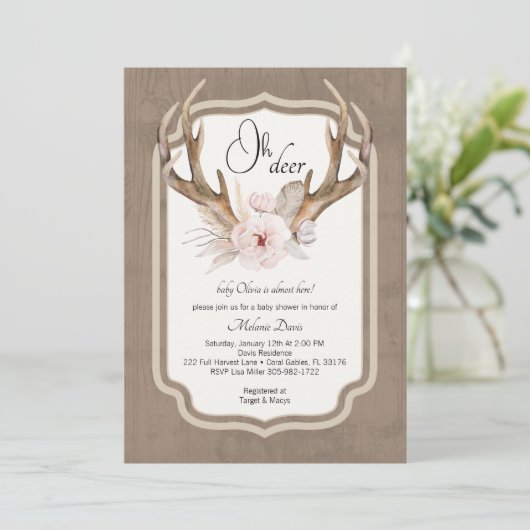 オーディアウォーターカラーエレガントベビーシャワー 招待状 (スタンド正面)