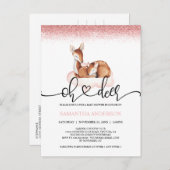 オーディアウォーターカラーバラ金ゴールドグリッターベビーシャワー ポストカード (正面/裏面)